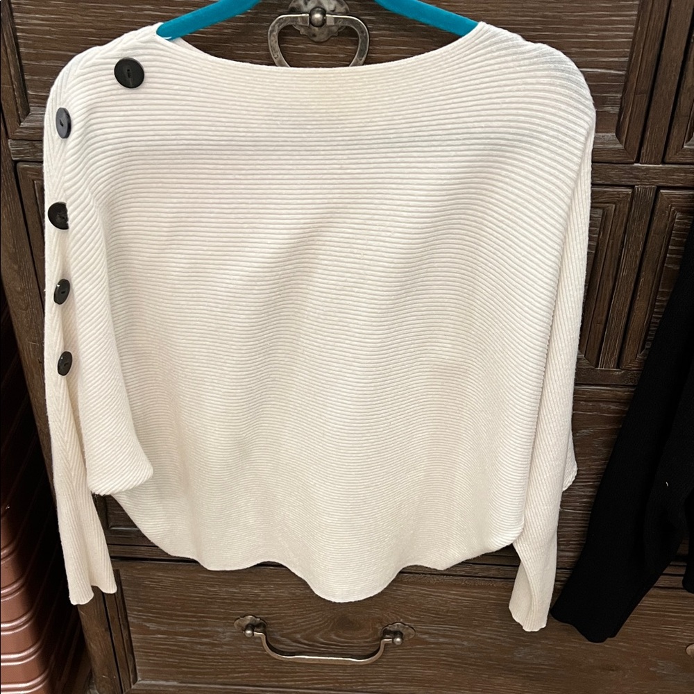 Faith & Zoe Cream Sweater with Black Buttons